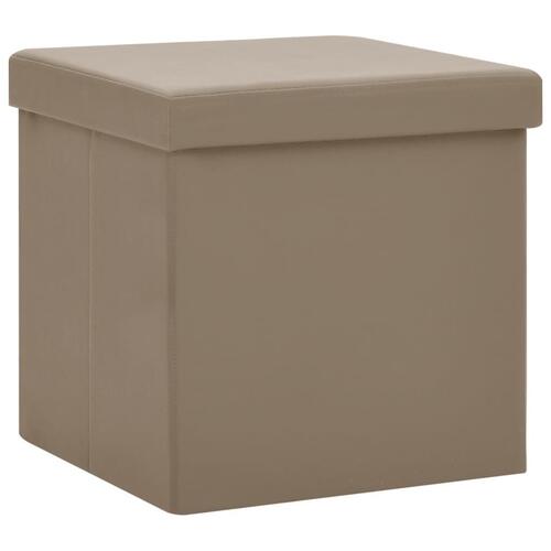 Foldbare opbevaringspuffer 2 stk. PVC cappuccinofarvet