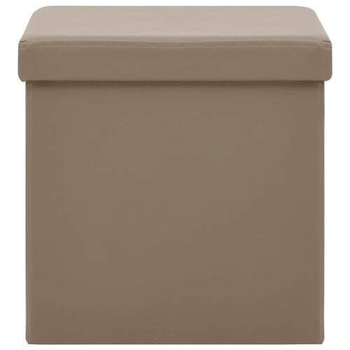 Foldbare opbevaringspuffer 2 stk. PVC cappuccinofarvet