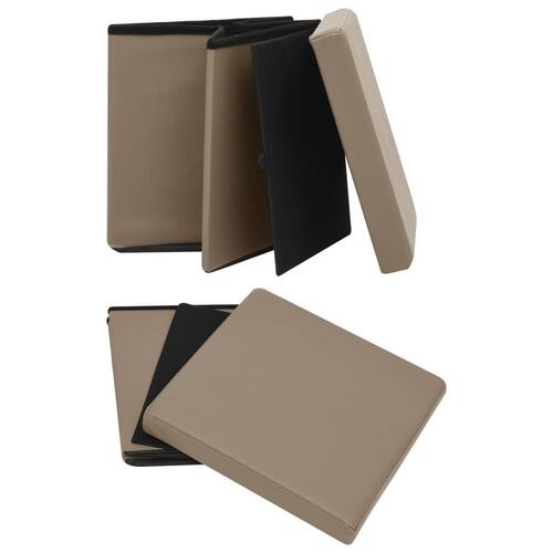 Foldbare opbevaringspuffer 2 stk. PVC cappuccinofarvet
