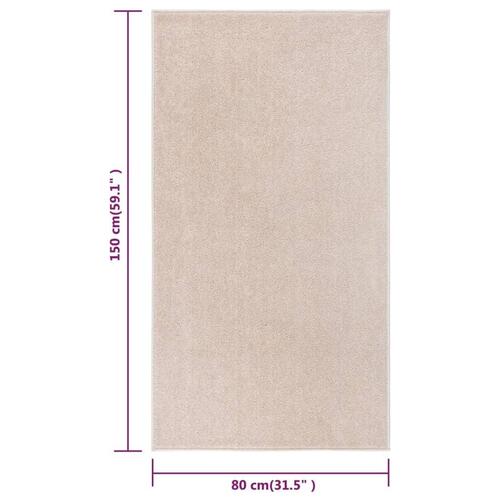 Gulvtæppe 80x150 cm kort luv mørk beige