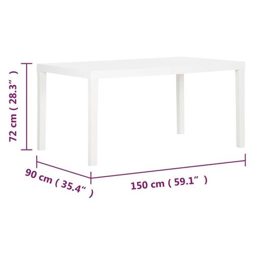 Havebord 150x90x72 cm PP hvid