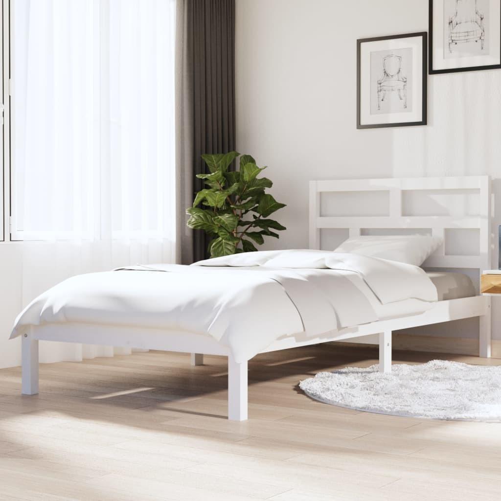 Sengeramme 90x200 cm massivt fyrretræ hvid