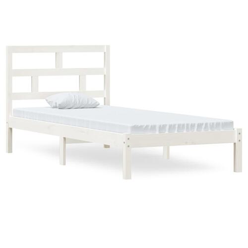 Sengeramme 90x200 cm massivt fyrretræ hvid