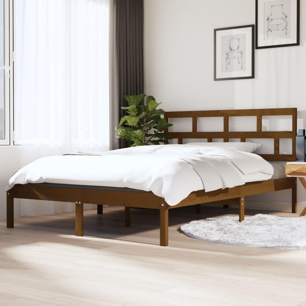 Sengeramme 120x190 cm Small Double massivt træ gyldenbrun