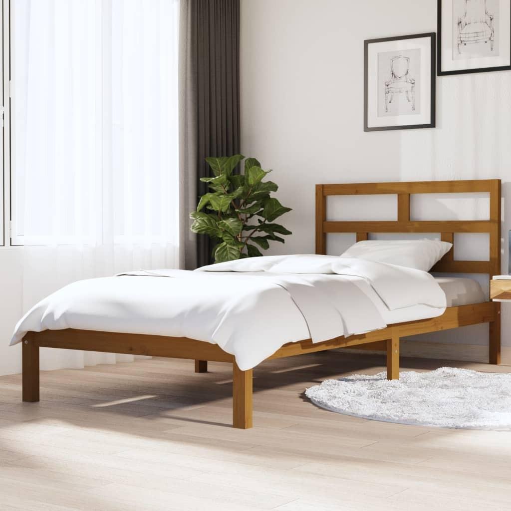 Sengeramme 100x200 cm massivt fyrretræ gyldenbrun