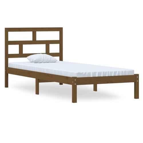 Sengeramme 100x200 cm massivt fyrretræ gyldenbrun
