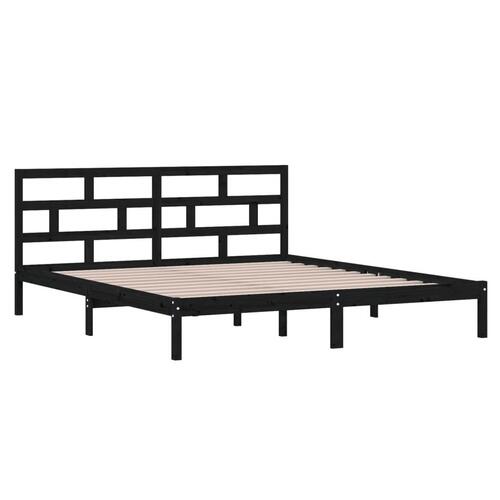 Sengeramme 135x190 cm dobbelt massivt træ sort