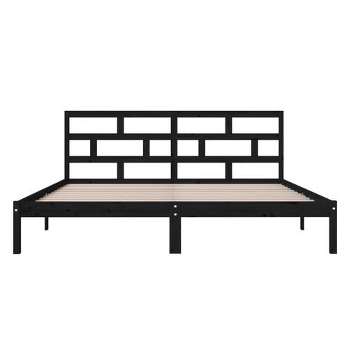 Sengeramme 135x190 cm dobbelt massivt træ sort