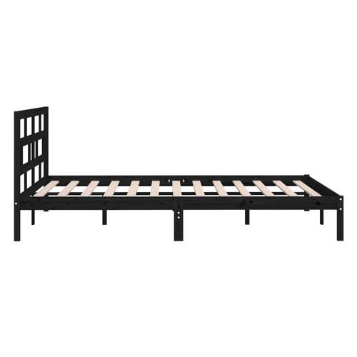 Sengeramme 135x190 cm dobbelt massivt træ sort