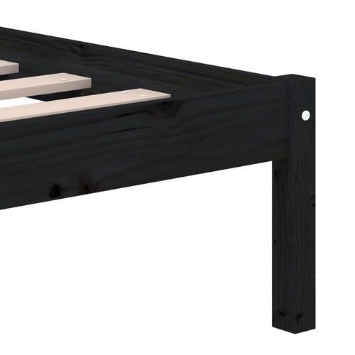 Sengeramme 135x190 cm dobbelt massivt træ sort