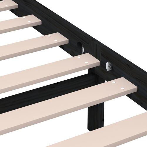Sengeramme 135x190 cm dobbelt massivt træ sort