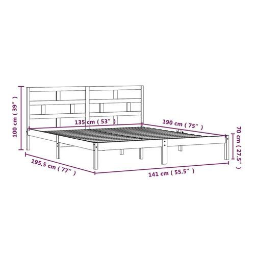 Sengeramme 135x190 cm dobbelt massivt træ sort