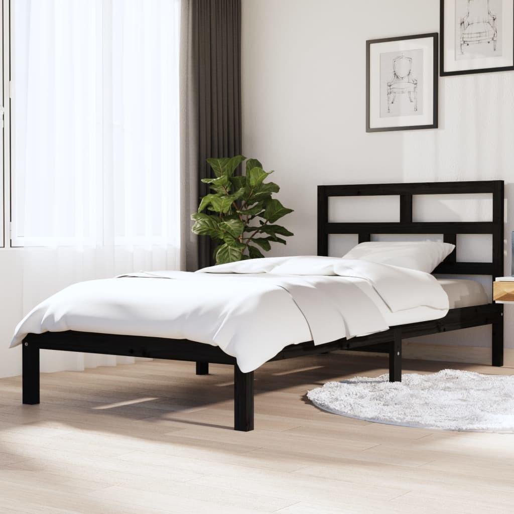 Sengeramme 100x200 cm massivt fyrretræ sort