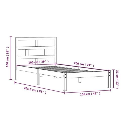 Sengeramme 100x200 cm massivt fyrretræ sort