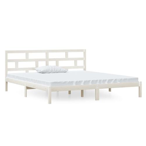 Sengeramme 140x190 cm massivt fyrretræ hvid
