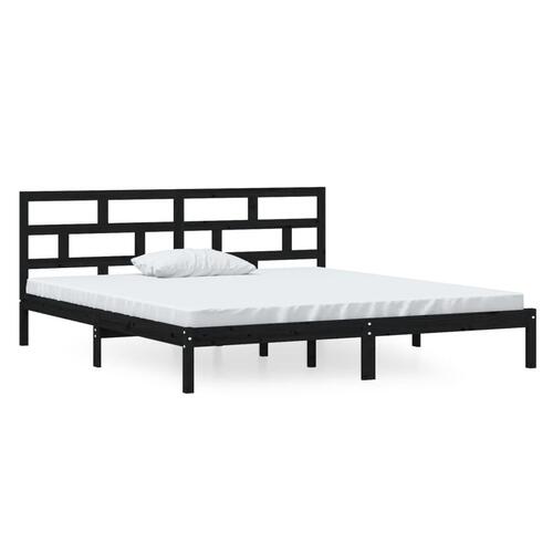 Sengeramme 140x190 cm massivt fyrretræ sort