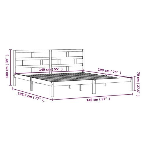 Sengeramme 140x190 cm massivt fyrretræ sort