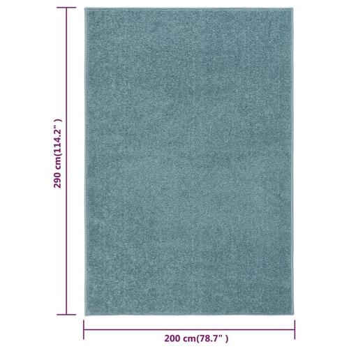 Gulvtæppe 200x290 cm kort luv blå
