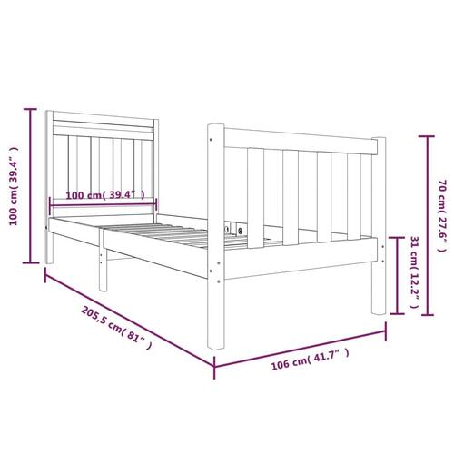 Sengeramme 100x200 cm massivt træ