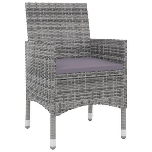 Spisebordssæt til haven 3 dele med hynder polyrattan og glas