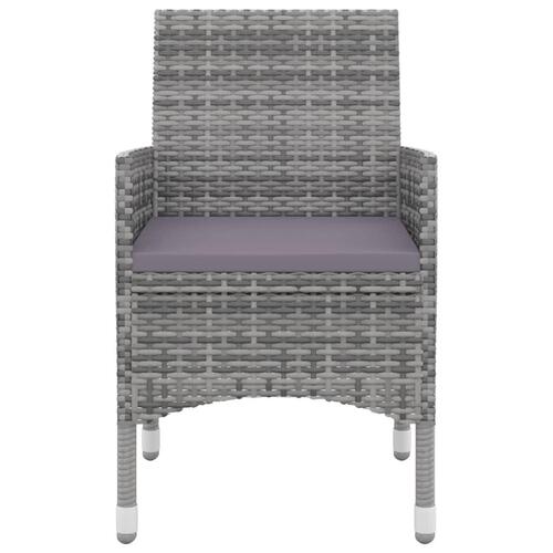 Spisebordssæt til haven 3 dele med hynder polyrattan og glas