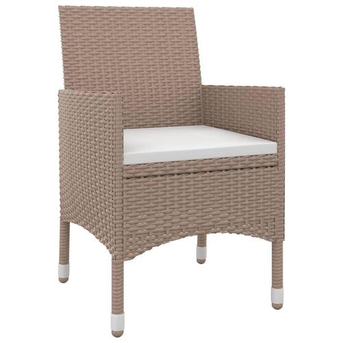 Spisebordssæt til haven 3 dele med hynder polyrattan og glas