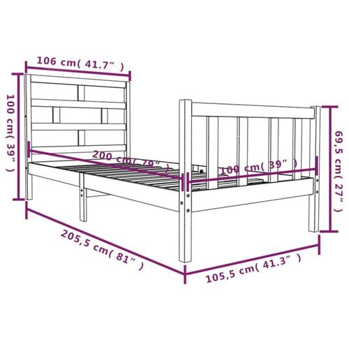 Sengeramme 100x200 cm massivt træ