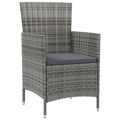 Havestole med hynder 2 stk. polyrattan grå