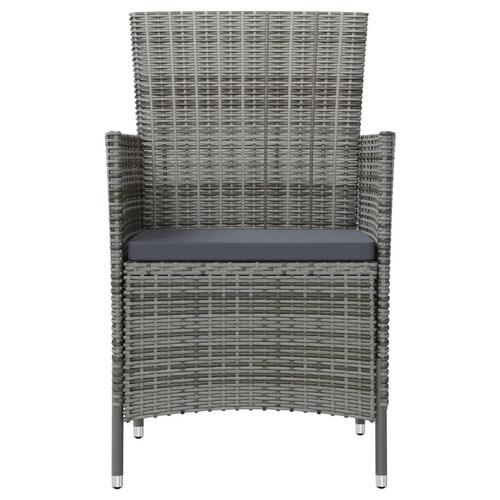 Havestole med hynder 2 stk. polyrattan grå