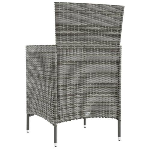 Havestole med hynder 2 stk. polyrattan grå