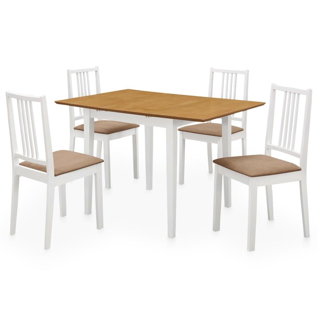 Spisebordssæt 5 dele MDF hvid
