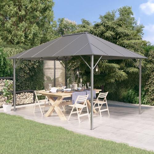 Pavillon med tag 4x3 m antracitgrå