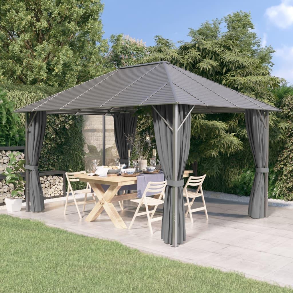 Pavillon med sidevægge og tag 4x3 m antracitgrå
