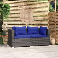 2-personers sofa med hynder polyrattan grå