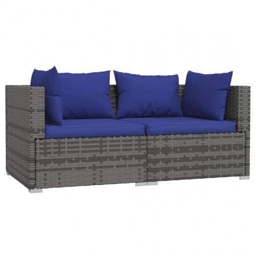 2-personers sofa med hynder polyrattan grå