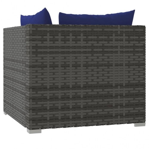 2-personers sofa med hynder polyrattan grå