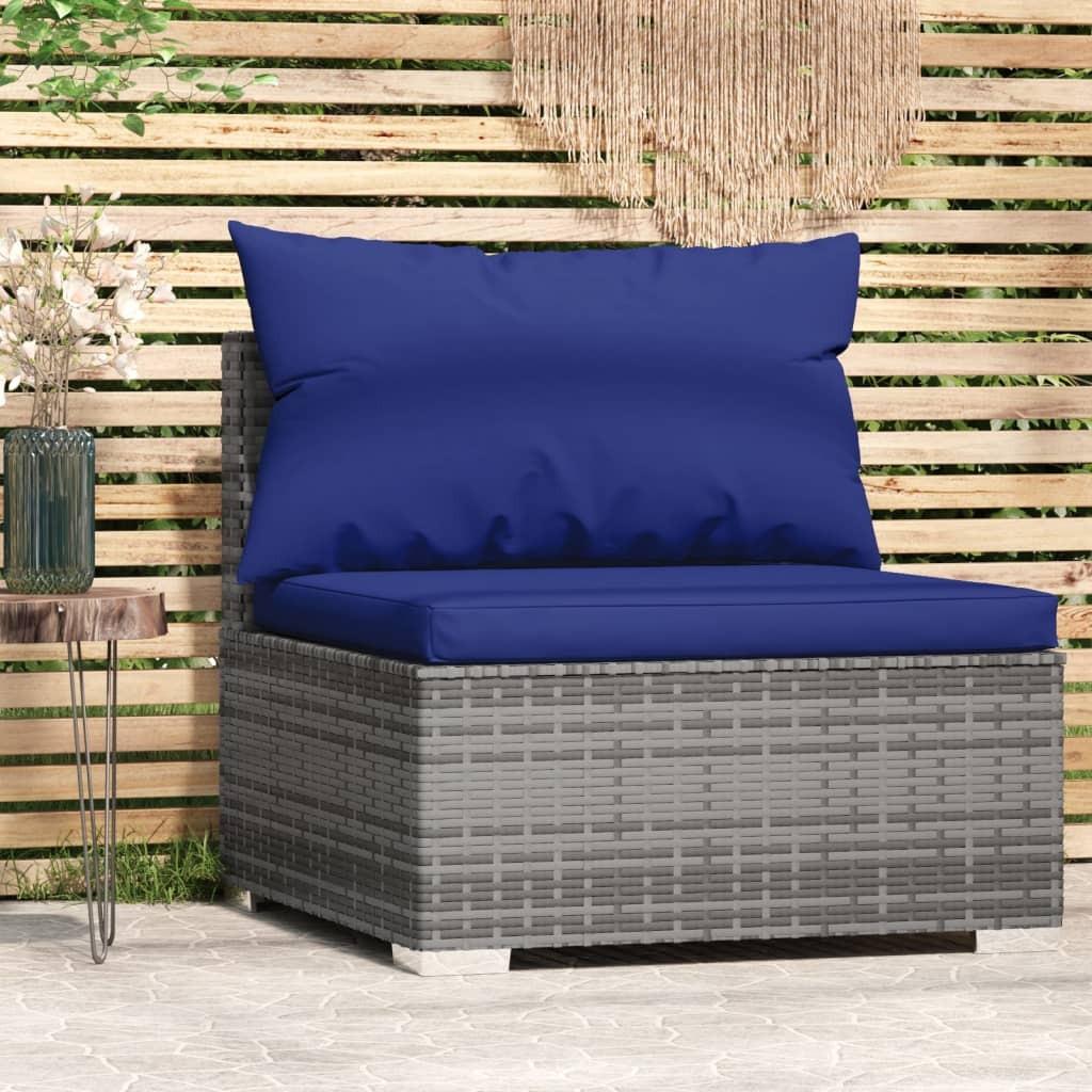 Midtermodul til havesofa med hynder polyrattan grå