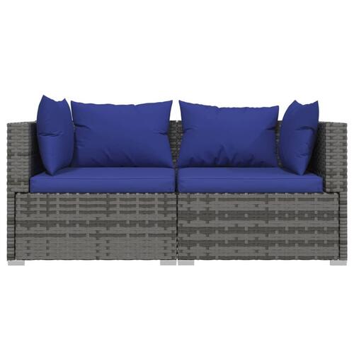 Loungesæt til haven 3 dele med hynder polyrattan grå