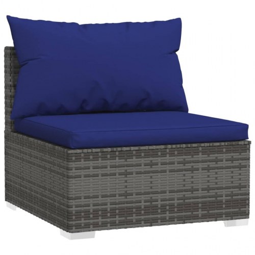 4-personers sofa med hynder polyrattan grå