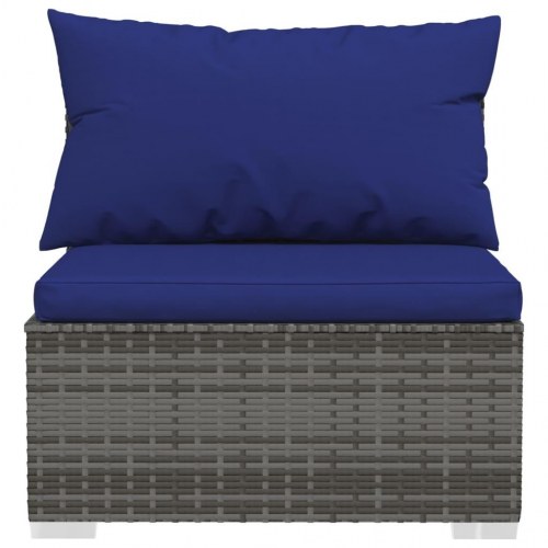 4-personers sofa med hynder polyrattan grå