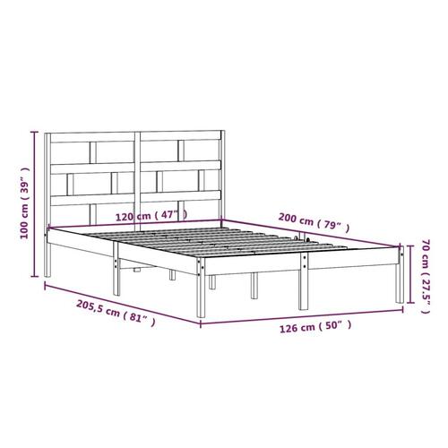 Sengeramme 120x200 cm massivt fyrretræ