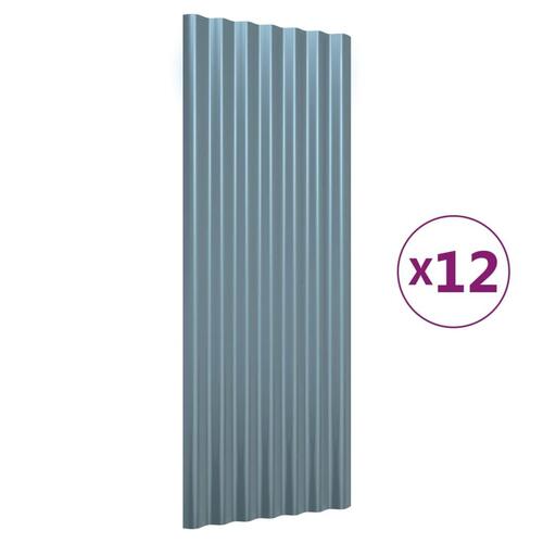 Tagplader 12 stk. 100x36 cm pulverlakeret stål grå