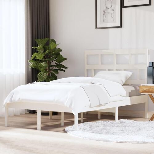Sengeramme 120x200 cm massivt fyrretræ hvid