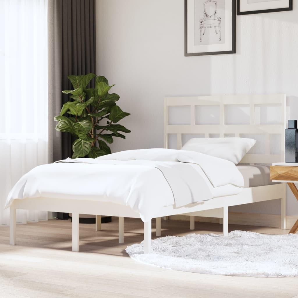 Sengeramme 120x200 cm massivt fyrretræ hvid