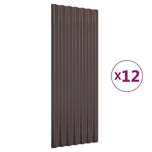 Tagplader 12 stk. 100x36 cm pulverlakeret stål brun