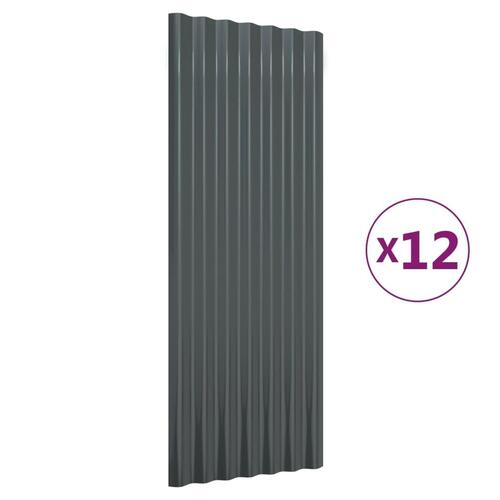 Tagplader 12 stk. 100x36 cm pulverlakeret stål antracitgrå