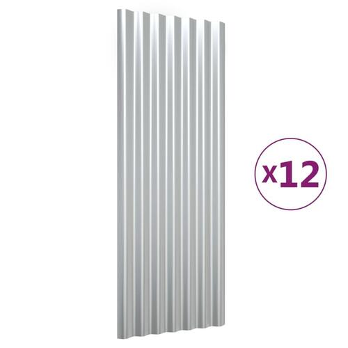 Tagplader 12 stk. 100x36 cm pulverlakeret stål sølvfarvet