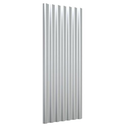 Tagplader 12 stk. 100x36 cm pulverlakeret stål sølvfarvet