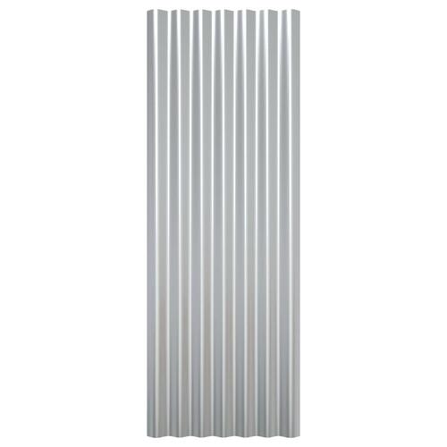 Tagplader 12 stk. 100x36 cm pulverlakeret stål sølvfarvet
