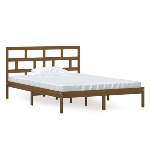 Sengeramme 140x200 cm massivt fyrretræ gyldenbrun